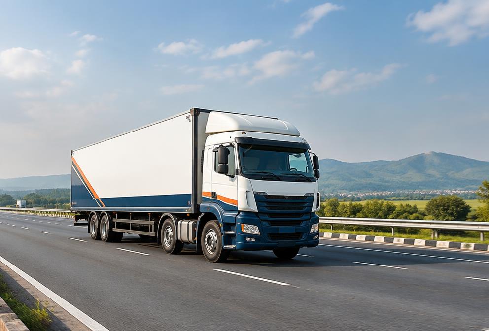 Moving truck travelling on an Indian highway