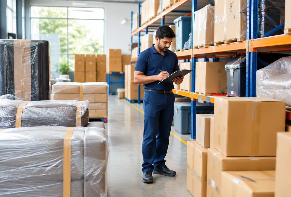 Organized warehouse for packed household and business goods